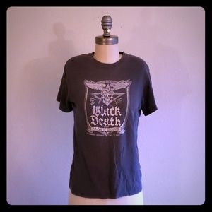 Vintage Black Death Malt Liquor Tshirt well loved well worn thrashed rock & roll